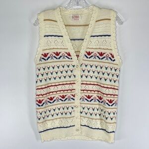 Vintage Beldoch Popper Nordic Floral Sweater Vest Small